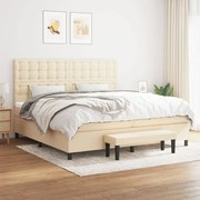 vidaXL Cama com molas/colchão 200x200 cm tecido cor creme