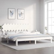 Estrutura de cama com cabeceira 200x200cm madeira maciça branco