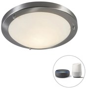 LED Candeeiro de tecto inteligente 31cm aço lâmpada-WiFi A60 IP44 - YUMA Moderno