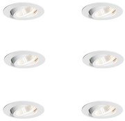 Conjunto de 6 focos embutidos brancos 6,8cm Incl. LED 545 lm regulável IP65 - Gaius