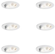 Conjunto de 6 focos embutidos brancos 6,8cm Incl. LED 750 lm regulável IP65 - Gaius Moderno