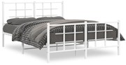 vidaXL Estrutura de cama com cabeceira e pés 135x190 cm metal branco