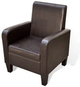 vidaXL Poltrona em couro artificial castanho