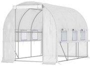 Outsunny Estufa de Jardim Túnel Estufa Túnel 6 ㎡ com 6 Janelas Porta Enrolável Lona PP Estrutura em Aço Galvanizado Branco | Aosom Portugal