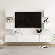 6 pcs conjunto de móveis de TV derivados de madeira branco