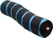 vidaXL Túnel para gatos em forma de S 122 cm poliéster preto e azul