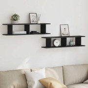 vidaXL Estantes de parede 2 pcs 90x18x20 cm carvalho preto