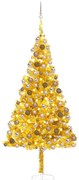 vidaXL Árvore Natal artificial pré-iluminada c/bolas 210cm PET dourado