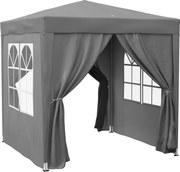 Outsunny Tenda Dobrável 2x2m com 4 Paredes Laterais Tecido Oxford 2 Janelas e Saco de Transporte Anti-UV Impermeável Cinzento | Aosom Portugal