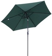 Outsunny Chapéu de Sol de Jardim Ø270x235cm Chapéu de Sol de Alumínio Reclinável com Manivela e 6 Hastes para Terraço Exterior Balcão Verde