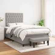 vidaXL Cama com molas/colchão 120x200 cm tecido cinza-claro