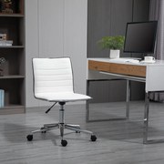 Cadeira de Escritório Ergonômica Giratória com Altura Ajustável Encosto Estofado em Couro Sintético Carga 120kg 47x57x76,5-86,5cm Branco