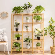 Estante para plantas de bambu 114 x 31,5 x 141 cm 5 níveis Suporte para vasos 12 Jardim Varanda Natural