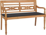 vidaXL Banco Batávia c/ almofadão antracite 120 cm teca maciça