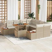 vidaXL Conjunto de Jantar de Jardim de 9 Peças com Almofadas Bege