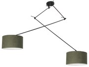 LED Candeeiro de suspensão inteligente preto com abajur 35 cm verde incl. 2 Wifi A60 - Blitz Moderno