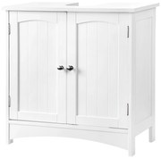 Armário de lavatório com prateleira ajustável para casa de banho | VASAGLE | 60 x 30 x 60 cm | branco | BBC01WT.