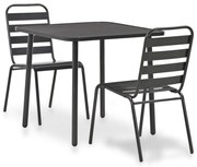 vidaXL 3 pcs conjunto bistrô aço cinzento escuro