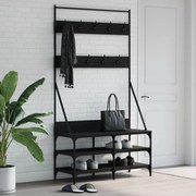 vidaXL Bengaleiro c/ arrumação de calçado 100x40x184 cm preto