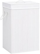 vidaXL Cesto para roupa suja c/ secção única bambu branco