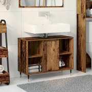 vidaXL Armário de Banheiro com porta Madeira Antiga 80 x 33 x 60 cm