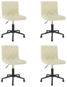 Cadeiras de jantar giratórias 4 pcs veludo cor creme