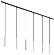 Sistema de iluminação de trilho moderno com 6 pendentes bege e preto monofásico - Slimline Keno