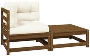 vidaXL 2pcs conj lounge jardim c/ almofadões pinho maciço castanho-mel