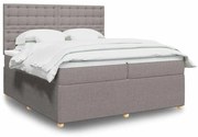 Cama com molas/colchão 200x200 cm tecido castanho-acinzentado