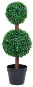 vidaXL Planta artificial buxo em forma de esfera com vaso 60 cm verde