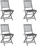 vidaXL Cadeiras exterior dobráveis c/ almofadões 4 pcs acácia maciça