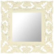 vidaXL Espelho esculpido à mão 50x50 cm mangueira maciça branco