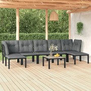 vidaXL 8 pcs conjunto lounge de jardim vime PE preto e cinzento