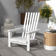 Cadeira Adirondack de Madeira Cadeira de Jardim Dobrável com Apoios de Braços para Pátio Terraço Varanda 68x81x93 cm Branco