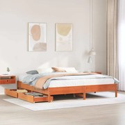 vidaXL Cama sem colchão 200x200 cm pinho maciço castanho-mel