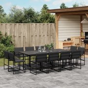 vidaXL 13 pcs conj. de jantar p/ jardim c/ almofadões textilene preto