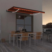 Toldo autom. LED e sensor de vento 450x350 cm laranja/castanho