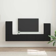 vidaXL Conjunto de móvel de TV 4 pcs Preto Madeira processada