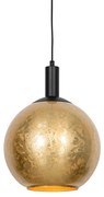 Candeeiro de suspensão design preto com vidro dourado - Bert Design