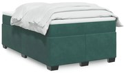 Cama boxspring com colchão 120x200 cm veludo verde-escuro