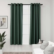 vidaXL Cortinas opacas aspeto linho c/ ilhós 2 pcs 140x175 cm verde