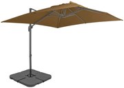 Guarda-sol de jardim com base portátil cinzento-acastanhado