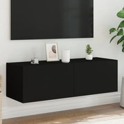 vidaXL Móvel de parede para TV com luzes LED 100x35x31 cm preto