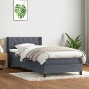 Cama com molas/colchão cinza-escuro 80x210 cm veludo