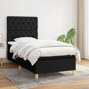 vidaXL Cama com molas/colchão 80x200 cm tecido preto