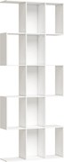 HOMCOM Estante de 5 Níveis Estante de Livros Estreita Estante em Forma de S 80x24x200 cm Branco com Efeito Madeira | Aosom Portugal