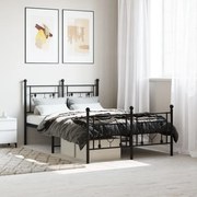 vidaXL Estrutura de cama com cabeceira e pés 120x190 cm metal preto