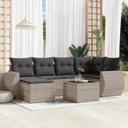 vidaXL 7 pcs conj. sofás jardim com almofadões vime PE cinzento-claro