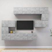 vidaXL 8 pcs conjunto móveis TV derivados de madeira cinzento cimento