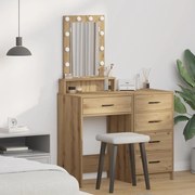 Mesa de Maquiagem vidaXL com Luzes LED Carvalho Artisan 50x41x140 cm